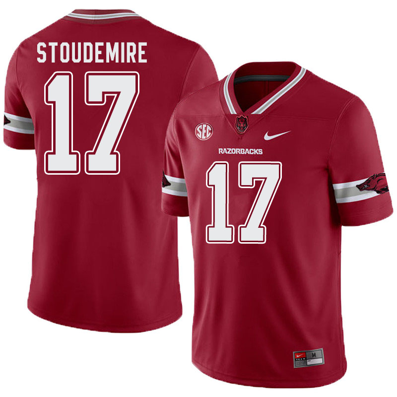 Men #17 Jimmie Stoudemire Arkansas Razorbacks College Football Alternate Jerseys-Cardinal - Click Image to Close
